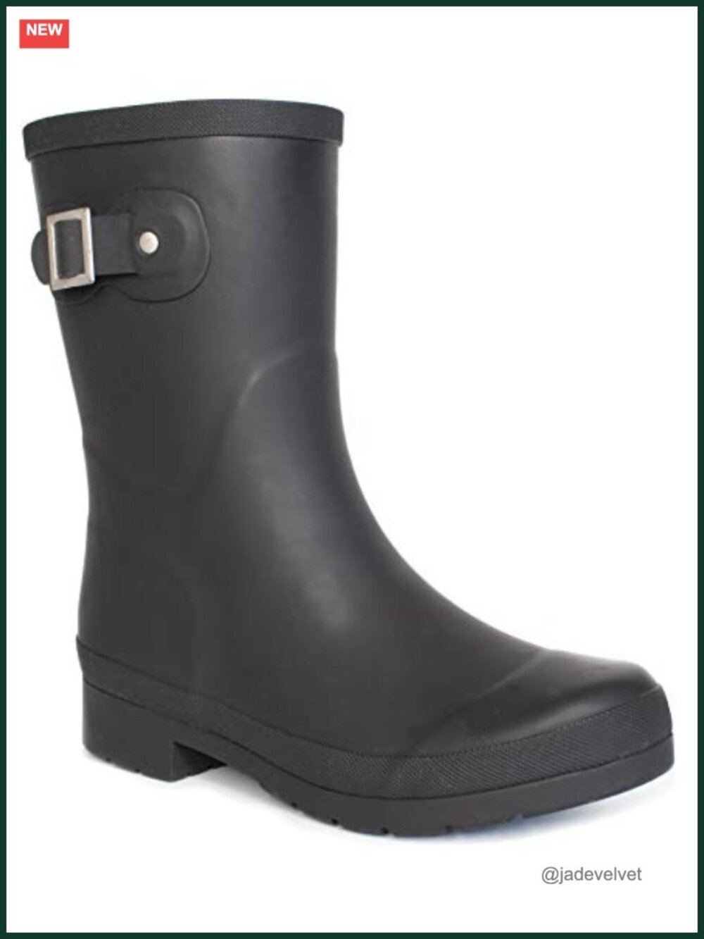 Waterproof Mid-Calf Rain Boot Memory Foam Pull-On Faux Fur Lined